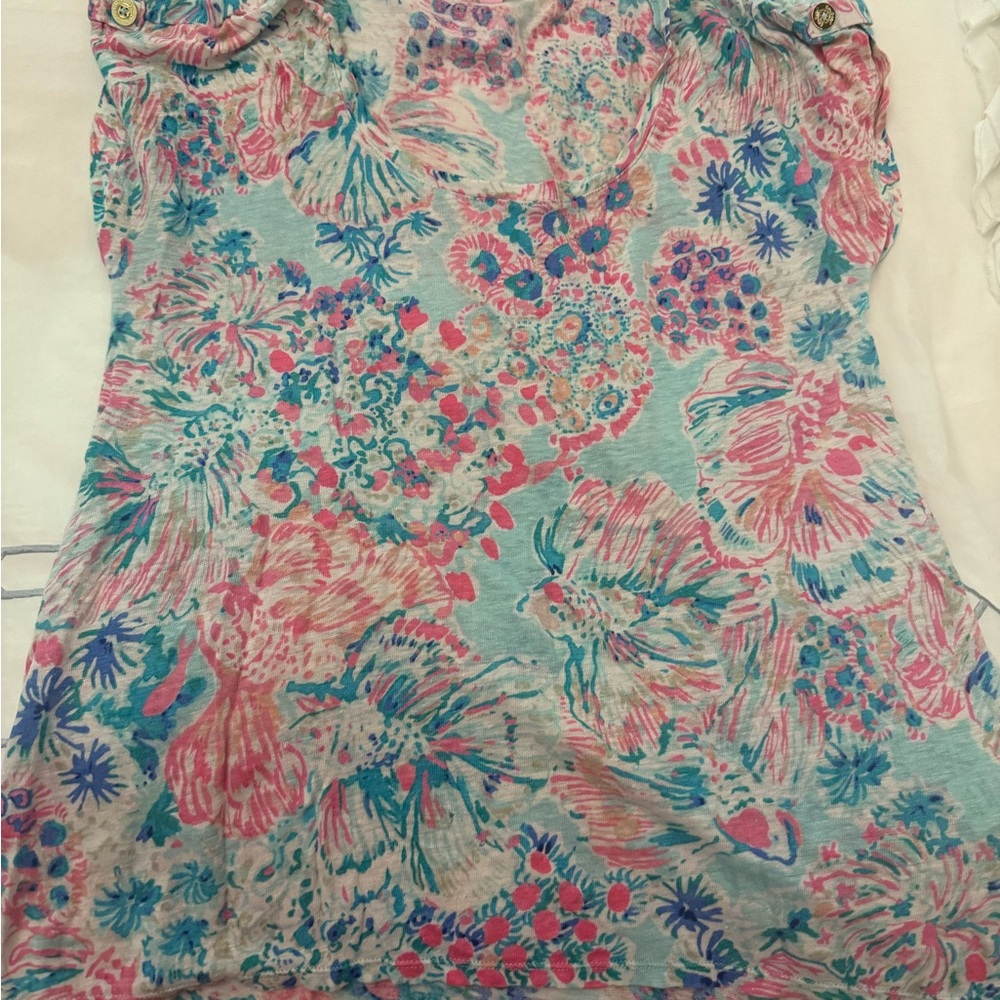Lilly Pulitzer Pink and Blue Floral Blouse